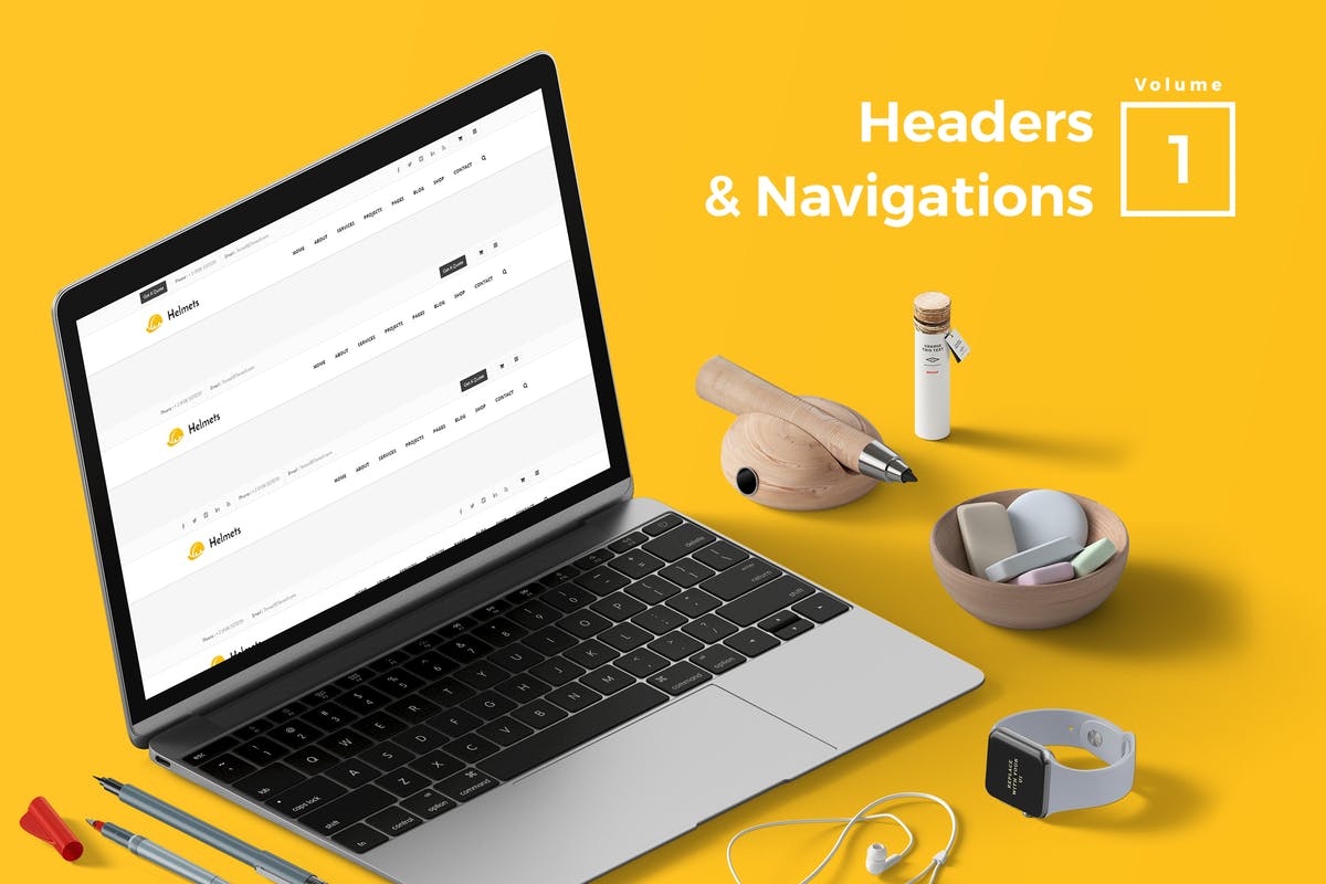 标题&导航菜单网站UI设计模板V1 Headers & Navigation for Web Vol 01插图
