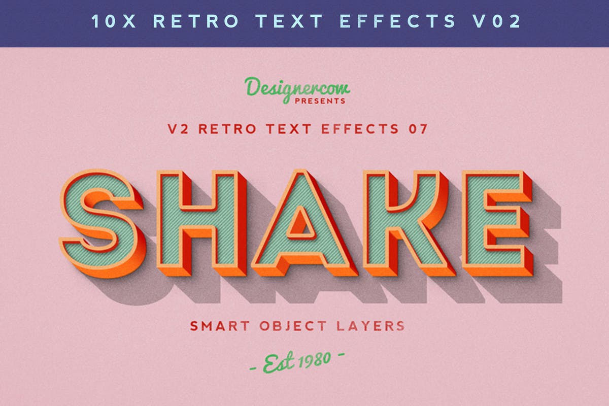80年代复古风格文本特效PS字体样式v1 Retro Text Effects V2插图