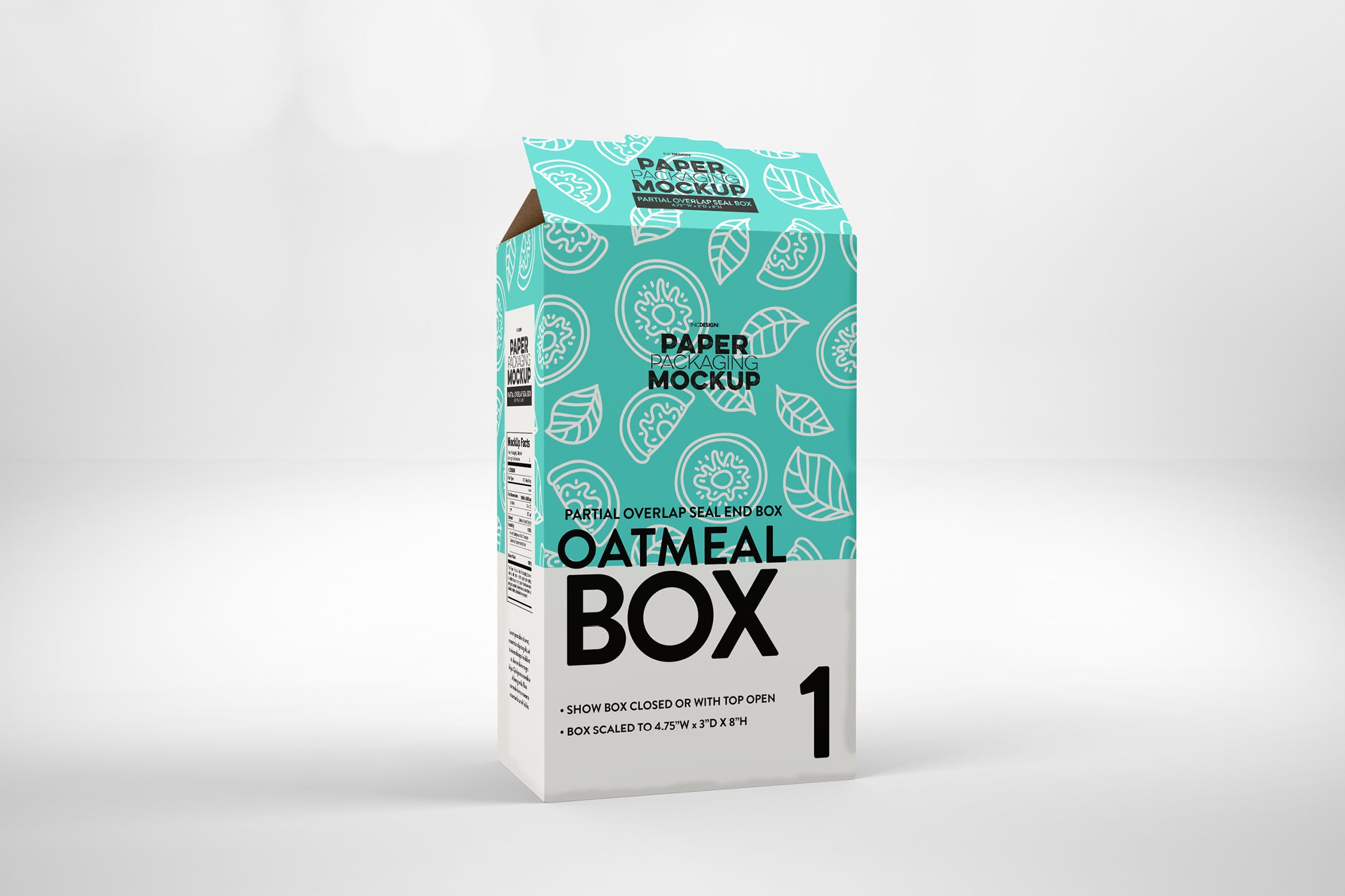 麦片盒包装纸盒设计效果图样机 Paper Cereal Box Packaging Mockup插图(2)