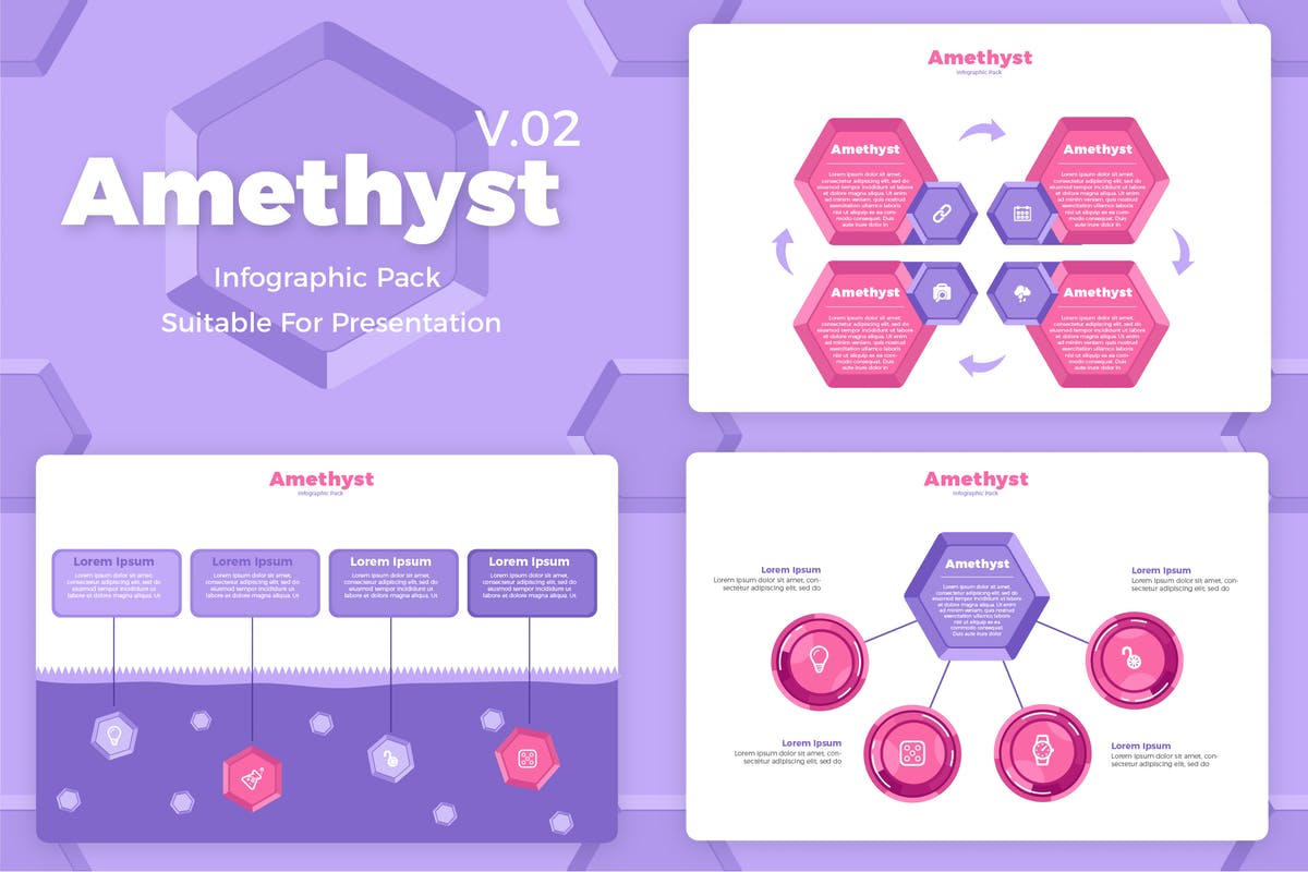 创意幻灯片设计设计信息图表矢量素材v2 Amethyst V2 – Infographic插图