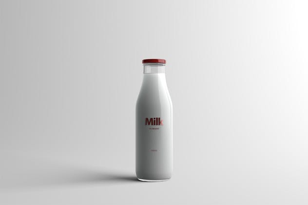 玻璃牛奶瓶牛奶品牌Logo设计展示样机模板 Milk Bottle Packaging Mock-Up插图(8)
