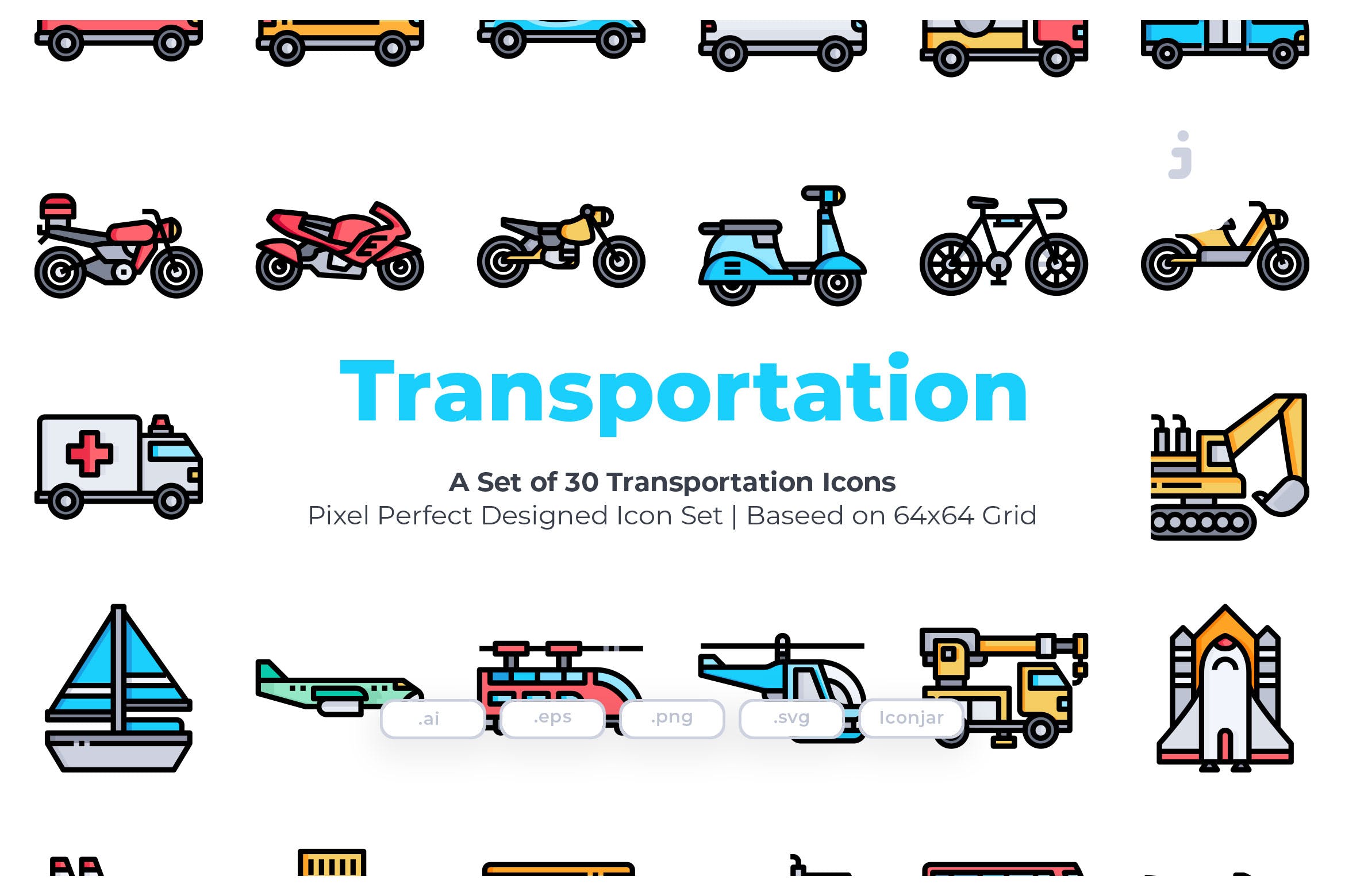 30枚交通工具矢量图标 30 Transportation Icons插图
