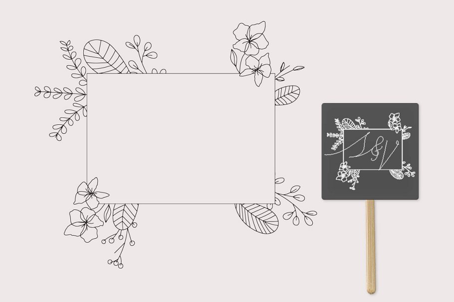 6个极简主义描线花卉插画 6 Flower Lineart Illustrations插图(3)