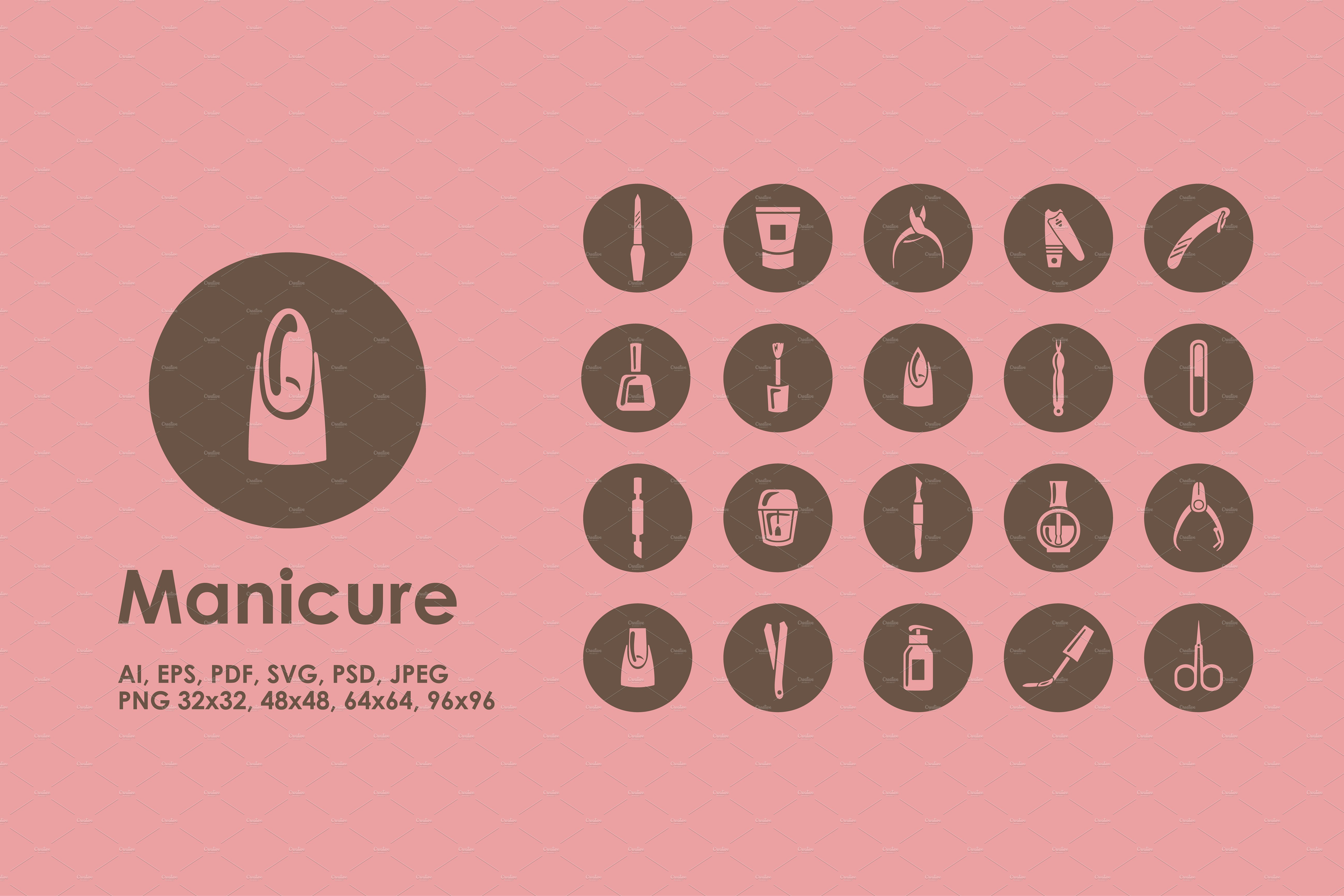 修甲美甲主题图标 Manicure simple icons插图
