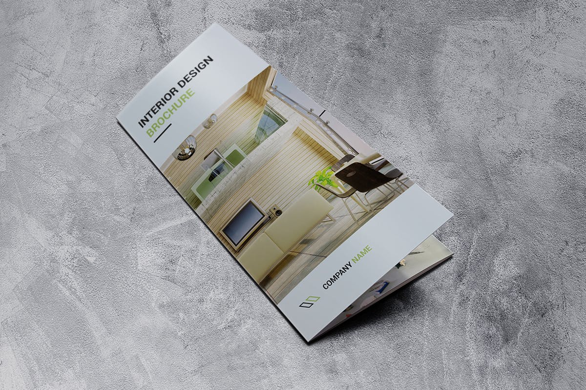 室内设计服务三折页传单模板 Interior Trifold Brochure插图