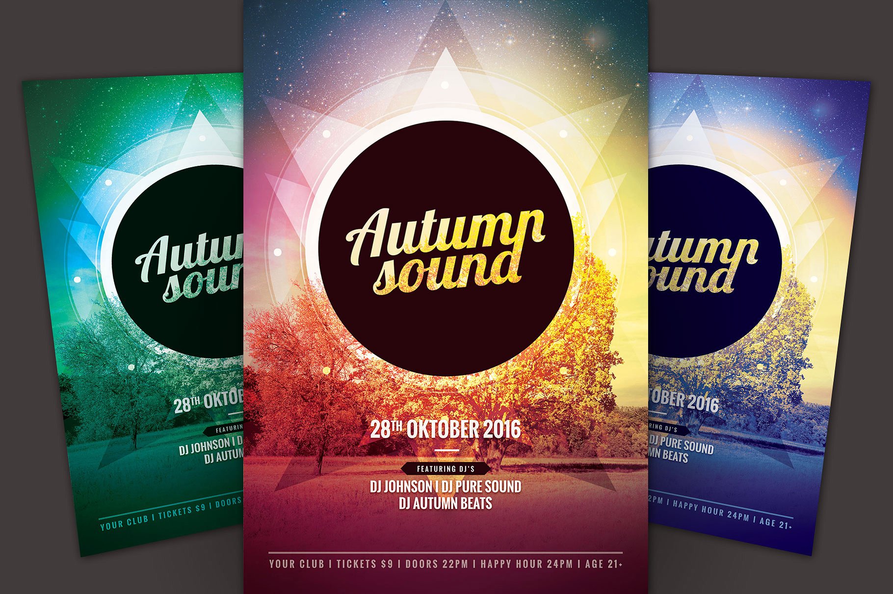 秋季音乐节活动海报设计模板 Autumn Sound Flyer Template插图