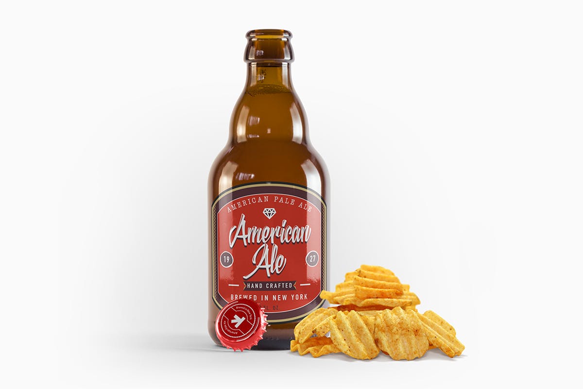 啤酒琥珀瓶啤酒瓶样机 Steinie Beer Amber Bottle Mockup插图