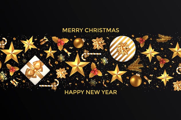 圣诞节&新年年会海报贺卡设计矢量背景 Merry Christmas and Happy New Year backgrounds插图(4)