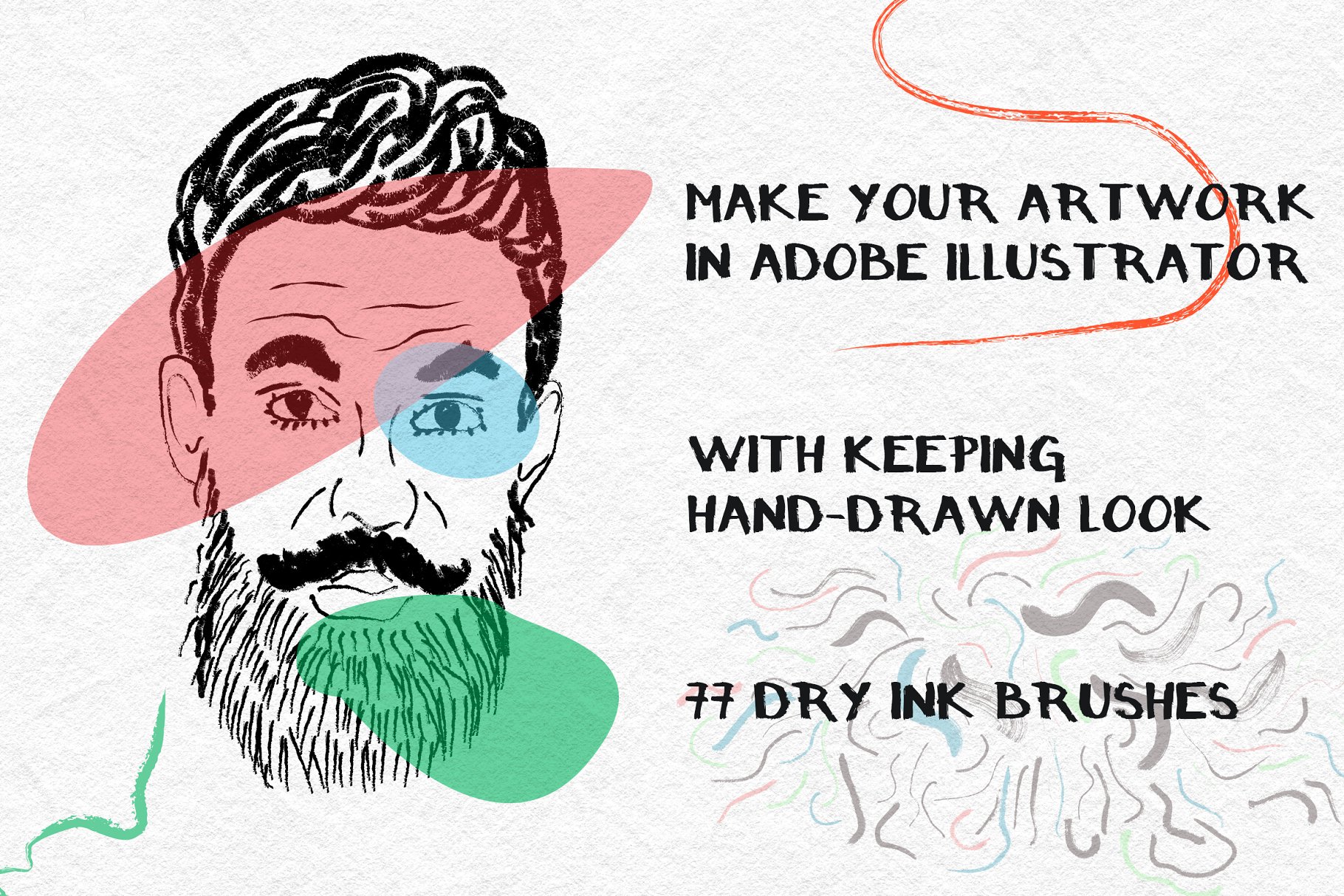 干油墨笔迹笔触AI笔刷 Dry Ink Brushes插图(1)