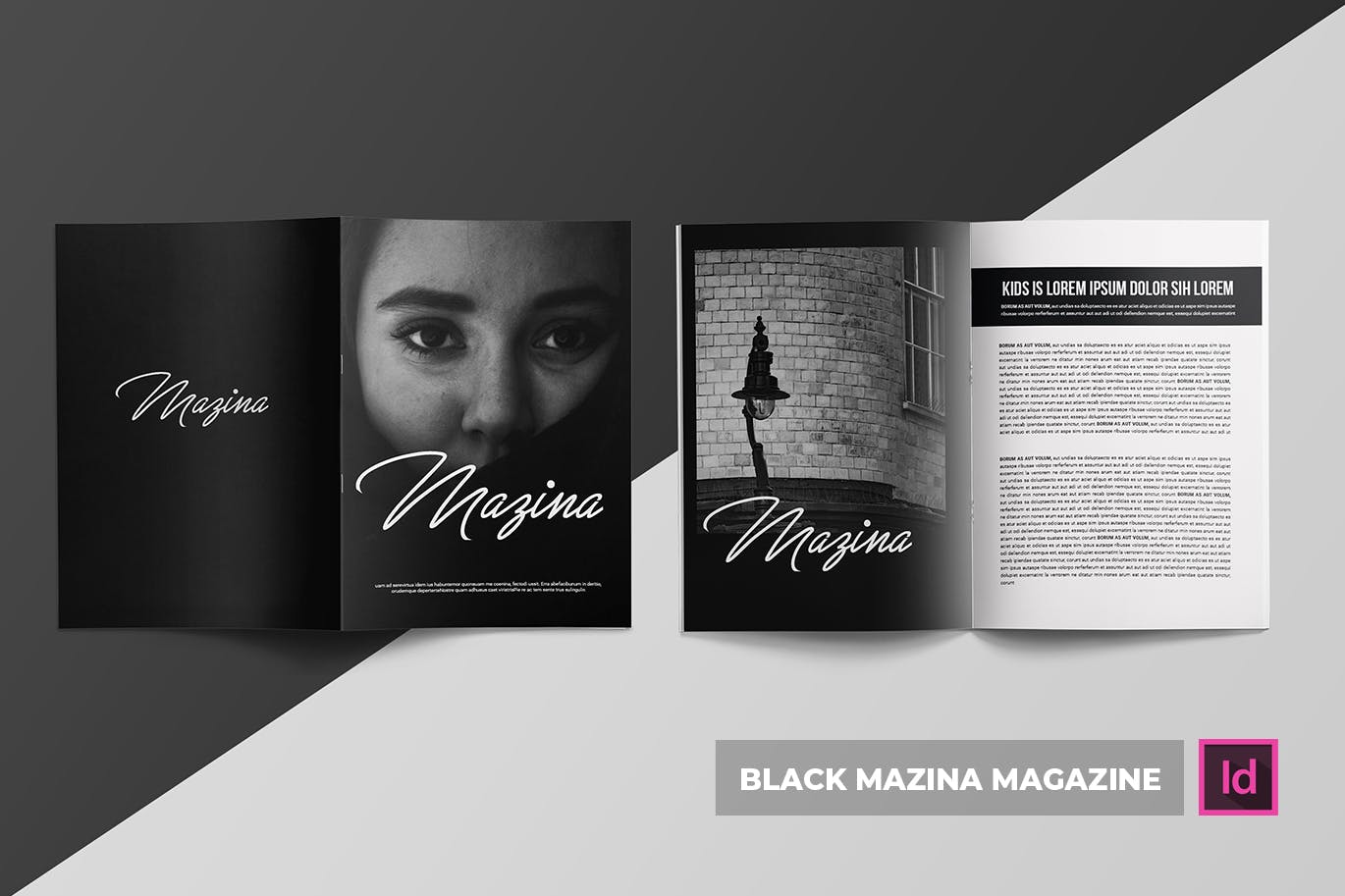 人物摄影杂志排版设计模板 Black Mazina | Magazine Template插图(4)