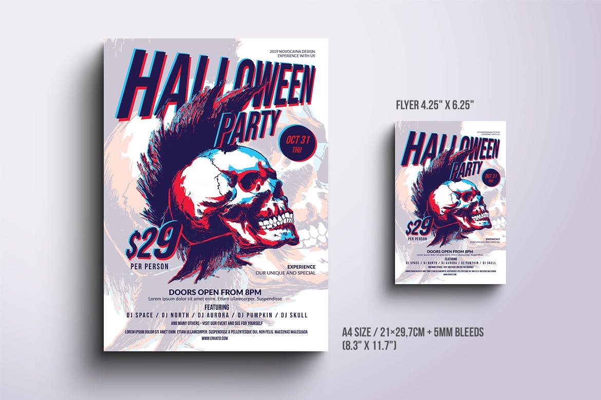 万圣节时尚派对活动海报传单设计模板V6 Funky Halloween Poster & Flyer v6插图(1)