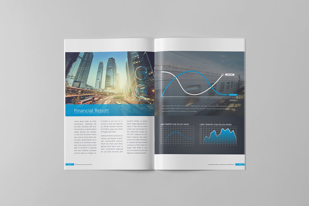 蓝色背景信息科技公司企业画册设计模板 Blue Corporate Brochure插图(5)