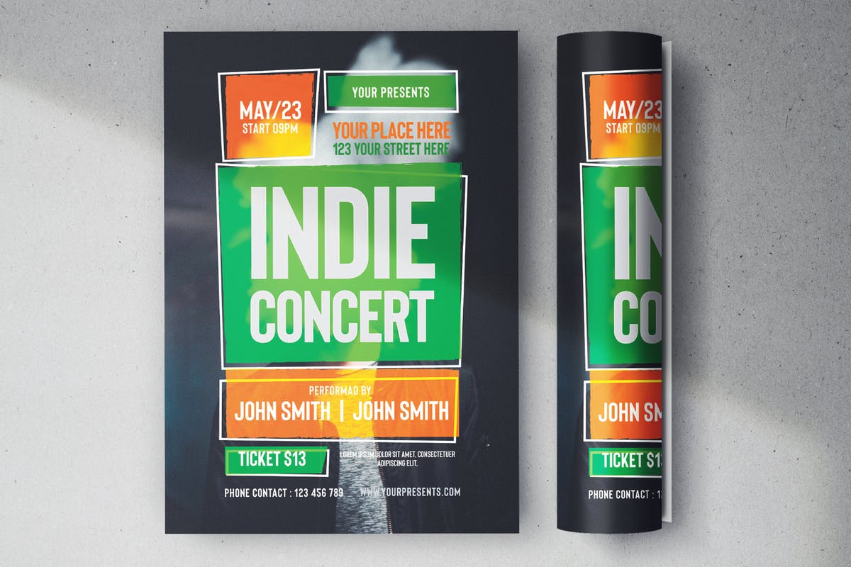 独立音乐节活动传单模板 Indie Music Flyer插图