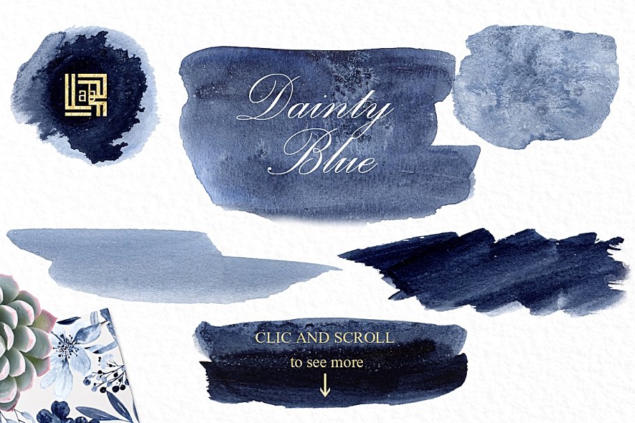 精致的海军蓝手绘花卉 Dainty blue. Navy blue flowers插图(11)