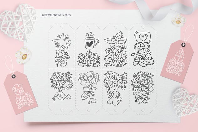 可爱风格情人节设计元素图案素材 Cute Valentines Elements插图(9)