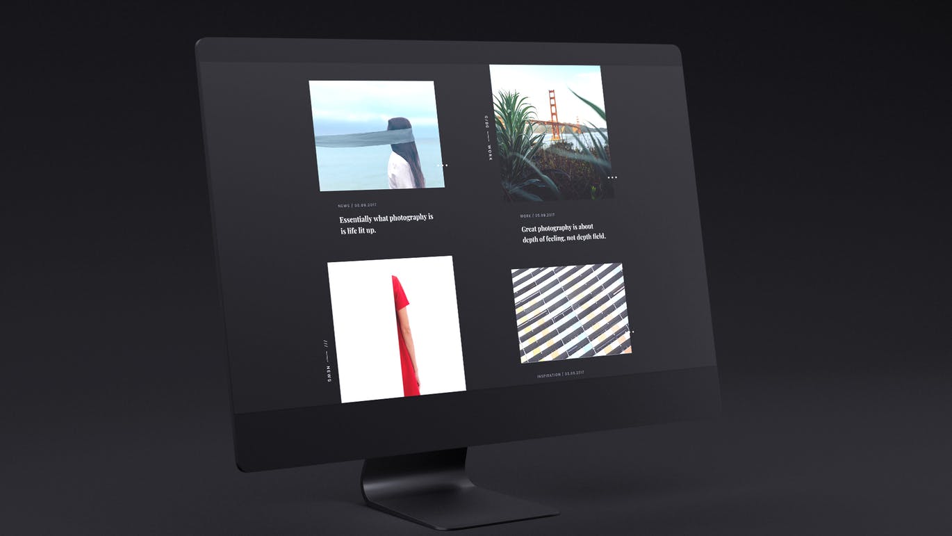 网站UI设计效果图预览黑色iMac电脑样机模板 Dark iMac Mockup插图(6)