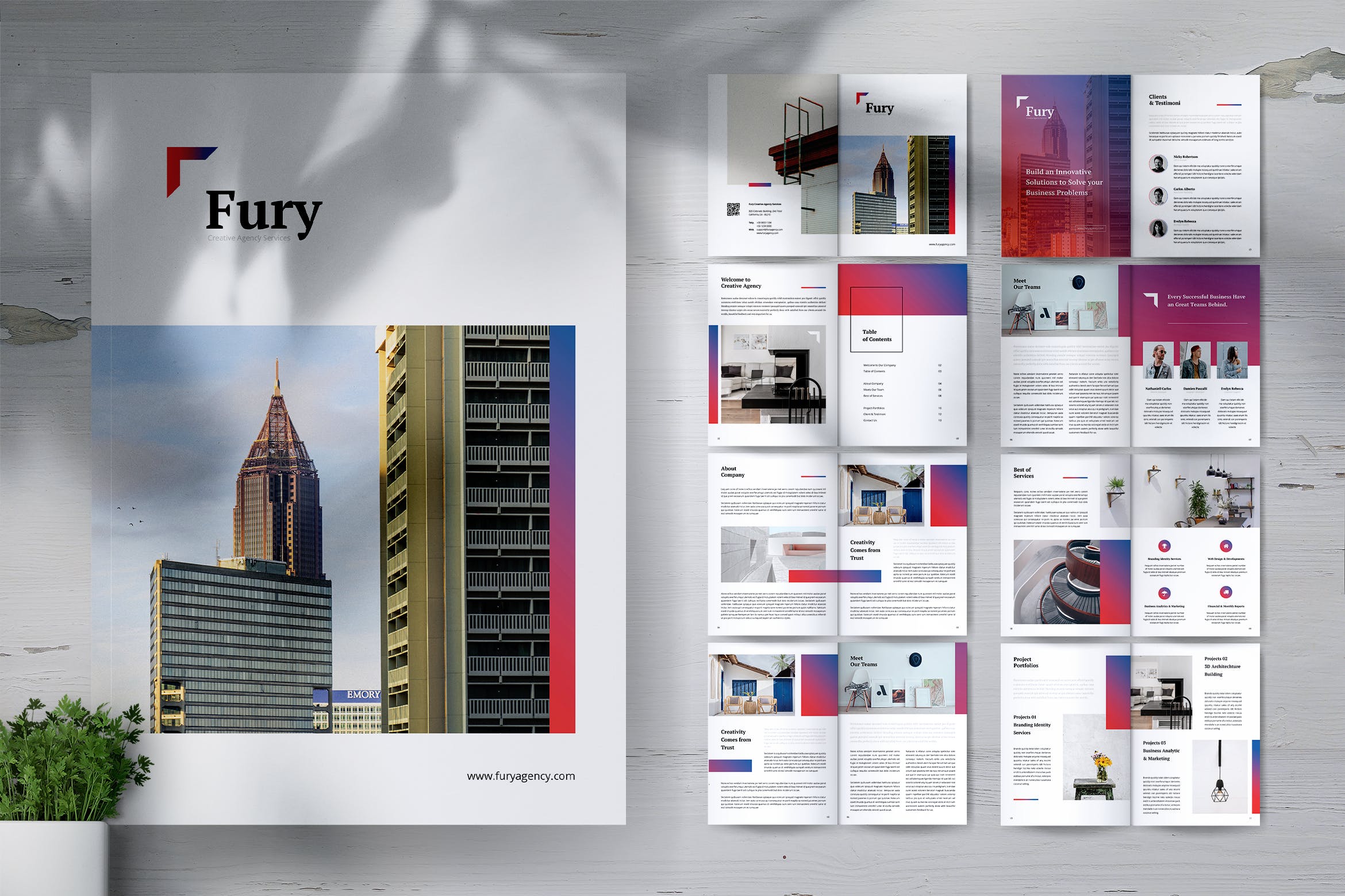 创意代理公司简介&案例介绍企业画册设计模板 FURY Creative Agency Company Profile Brochures插图