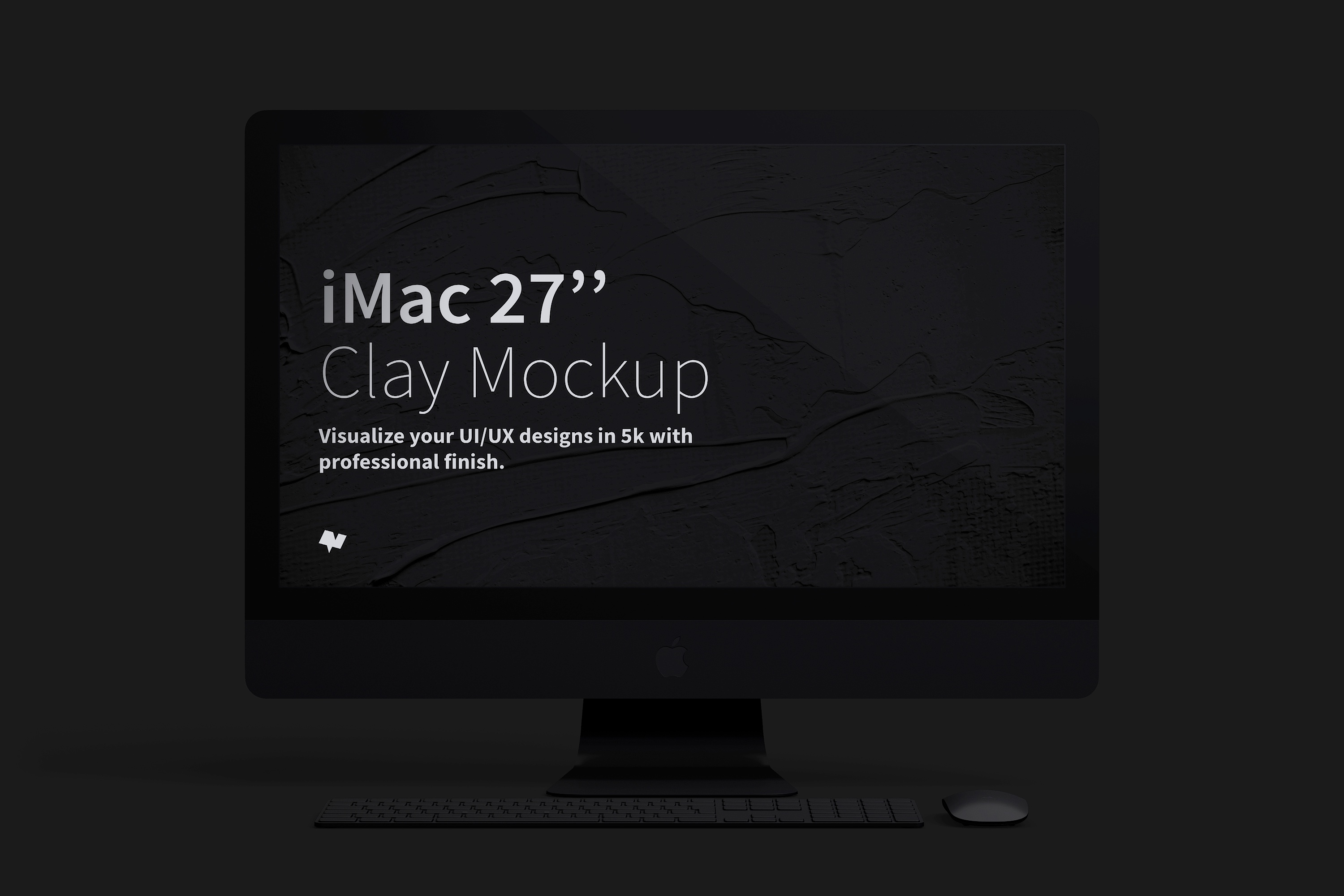 27寸iMac一体机大屏幕UI设计效果预览前视图样机 Clay iMac 27” Mockup, Front View插图(1)