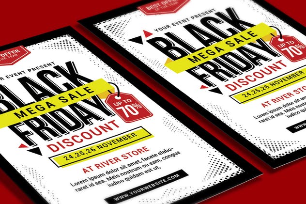黑色星期五购物促销传单模板 Black Friday Sale Flyer插图(2)