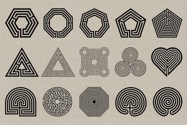 50款迷宫图形设计印章纹理合集 Labyrinth Stamps插图(4)
