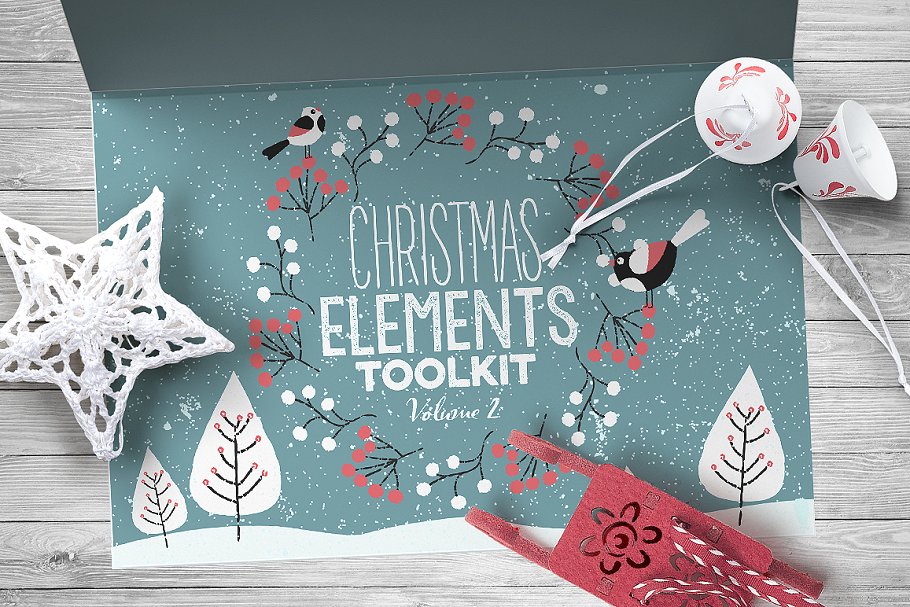 圣诞节设计物料素材包 Christmas Elements Toolkit Vol.2插图