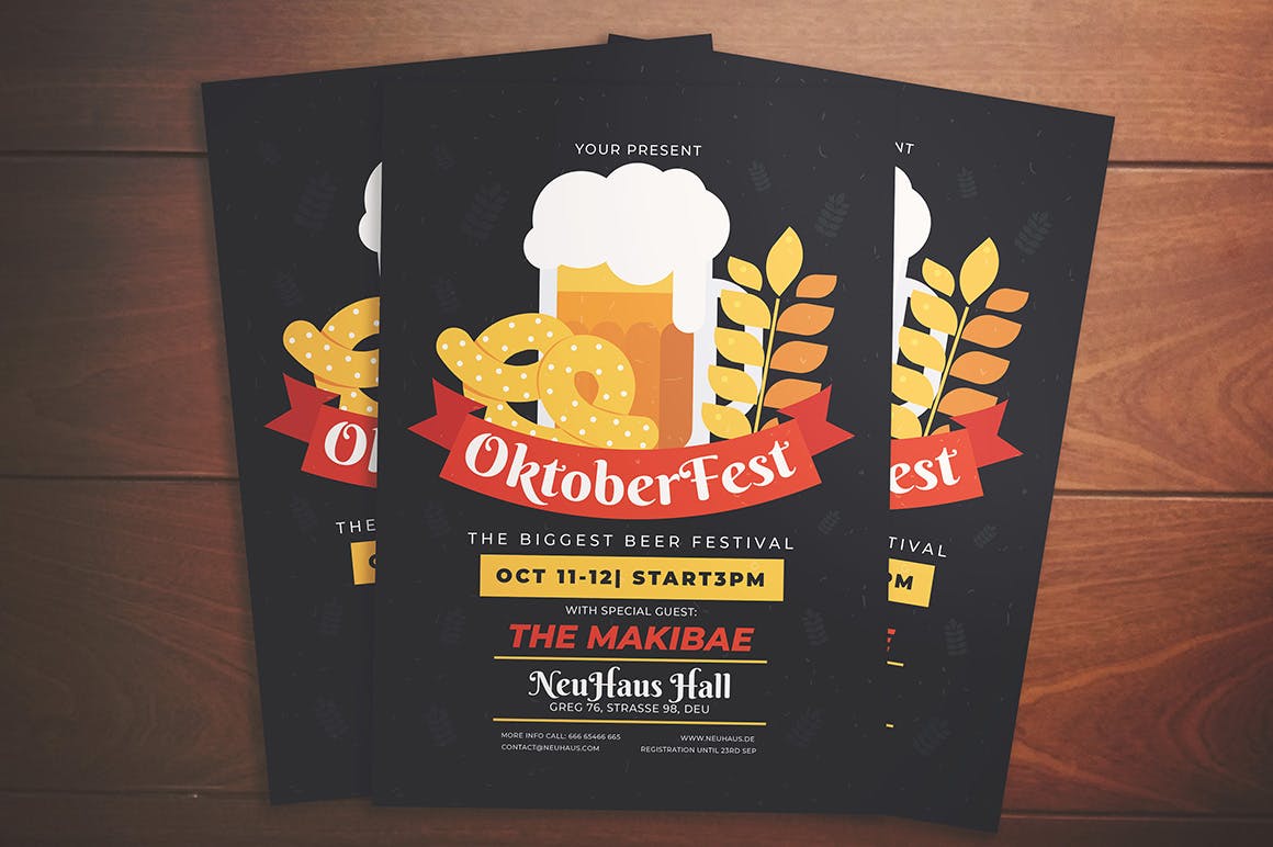 超市啤酒节活动海报设计模板素材 Oktoberfest Event Flyer插图(2)