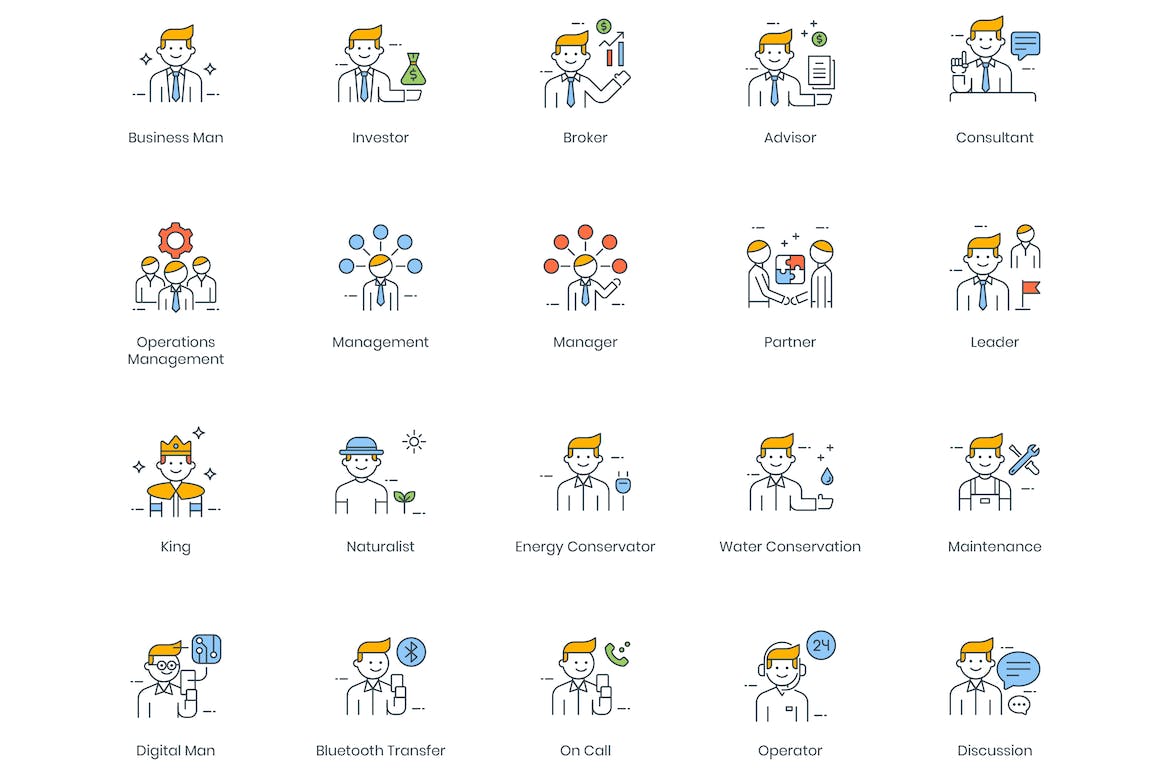 95枚商务职场人物形象图标素材 95 Business People Icons插图(1)