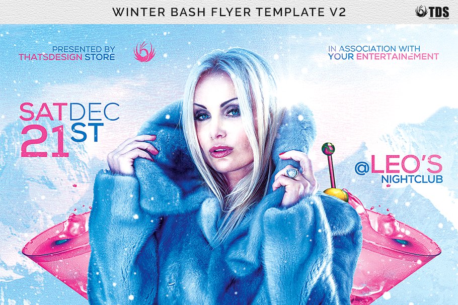 酷炫冬季狂欢节海报传单PSD模板 Winter Bash Flyer PSD V2插图(6)