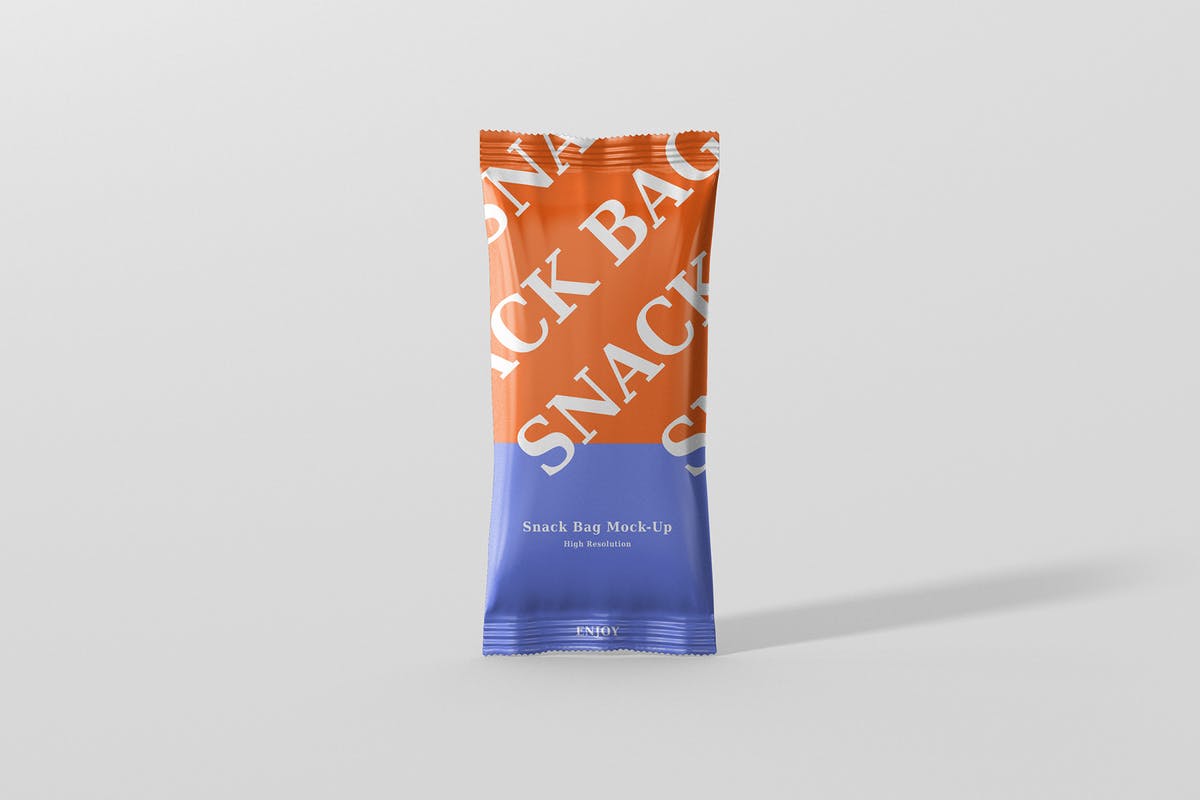 小尺寸糖果零食袋包装样机 Snack Foil Bag Mockup – Slim Size插图