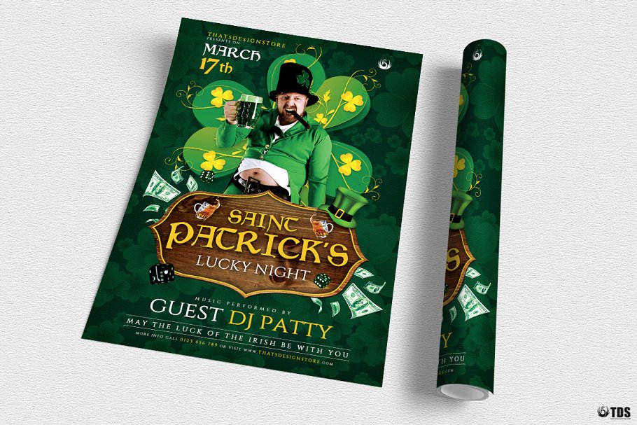 圣帕特里克节活动传单海报设计模板v1 Saint Patricks Day Flyer PSD V1插图(2)