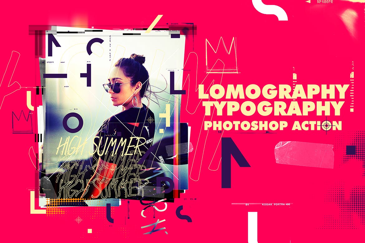 时尚Lomo印刷效果海报设计PS动作 Lomography Typography Poster Photoshop Action插图