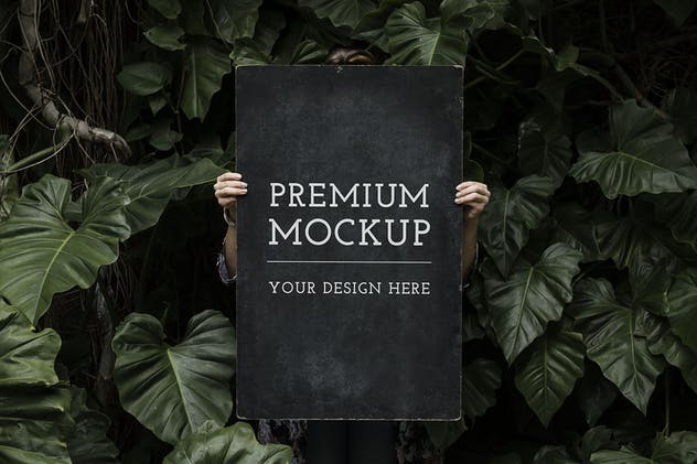 自然植物背景海报设计样机 Premium Mockup Frame插图(2)