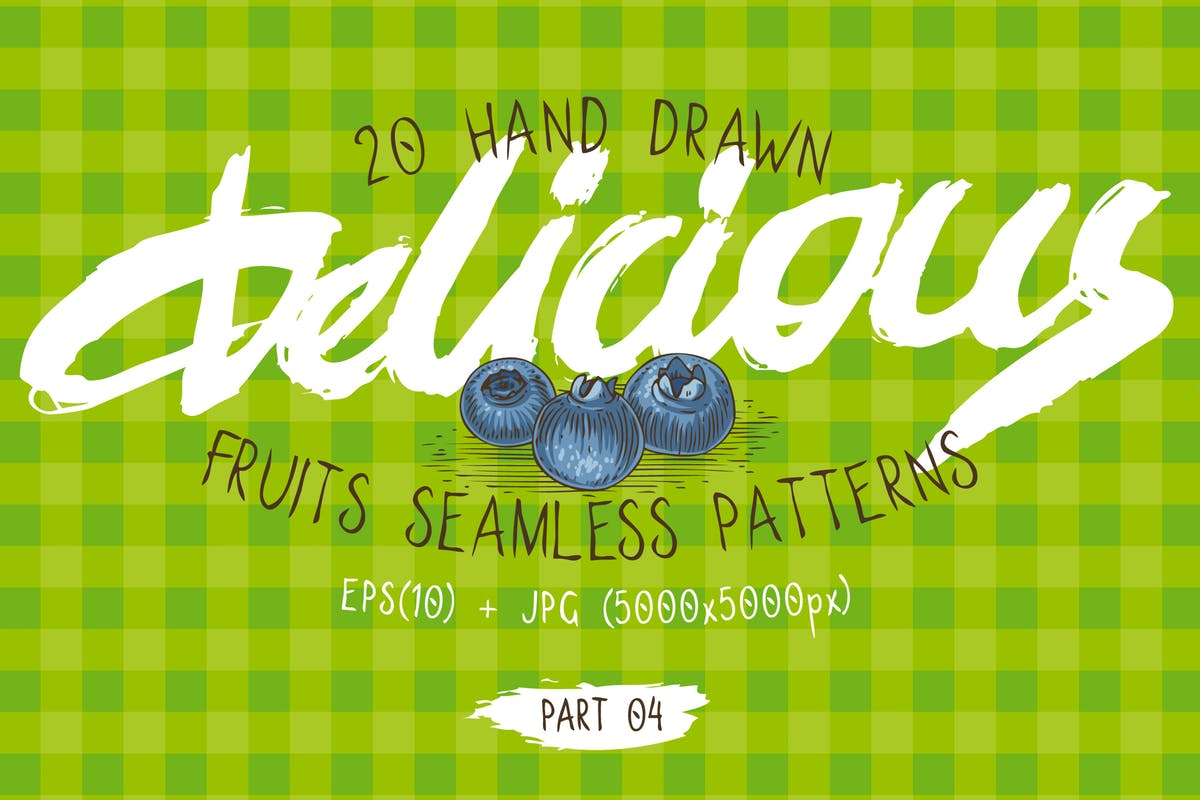 20款手绘水果图案无缝纹理 Fruits Seamless Patterns Set插图