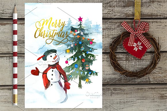 手绘圣诞节主题水彩设计素材包 Santa & Co Christmas Clipart Set插图(9)