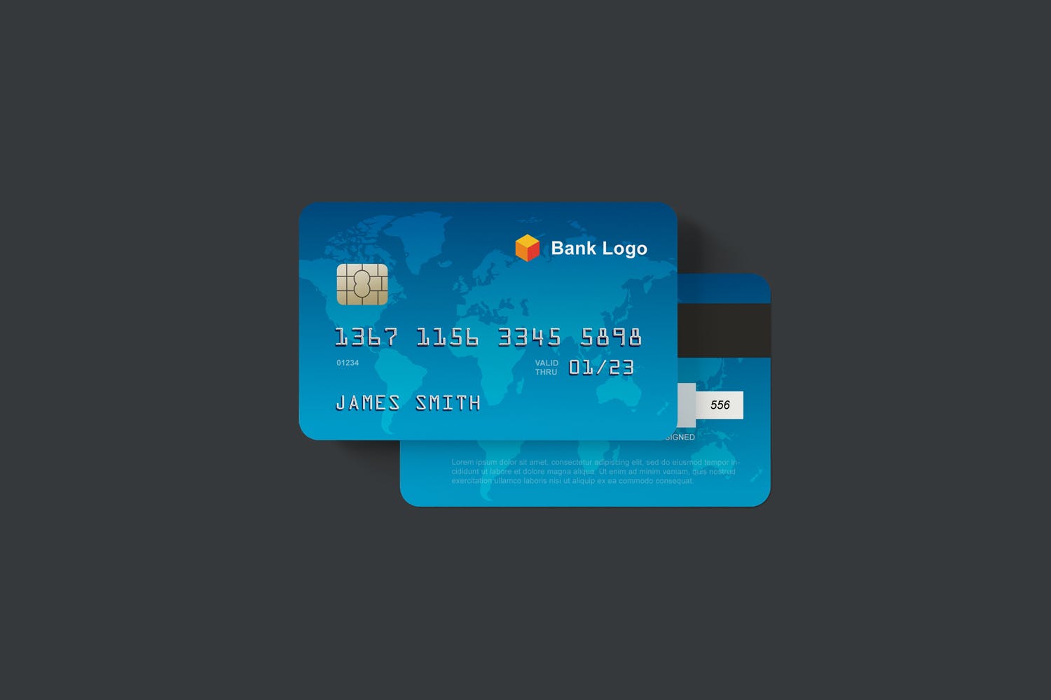 银行卡/信用卡正面设计效果图样机 Credit Card Mockups插图(2)