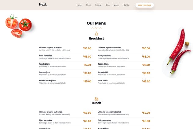 餐厅在线预订网站和菜单设计PSD模板 Restaurant Online Reservation & Menu PSD Template插图(11)