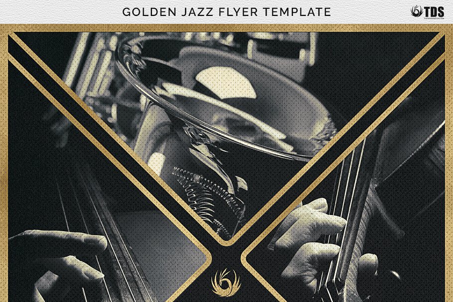 金色爵士音乐活动传单PSD模板 Golden Jazz Flyer PSD插图(8)