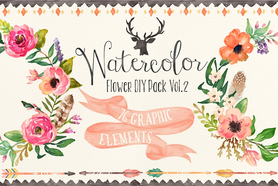 水彩花卉DIY包装第2卷 Watercolor flower DIY pack Vol.2插图