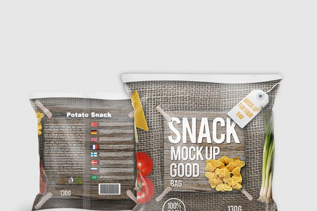 小吃/零食塑料包装外观设计样机 Snack Bag Mockup插图(4)
