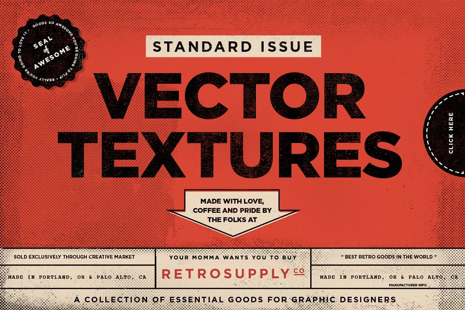 墨水/半色调/油墨/雕刻混合纹理合集 Standard Issue Vector Texture Pack插图