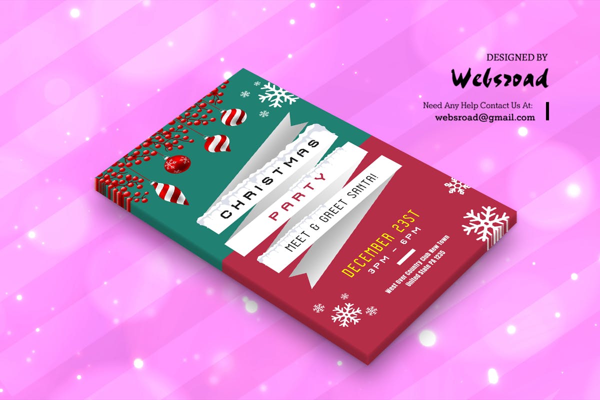 圣诞节派对邀请函/贺卡设计模板 Christmas Greeting Card Template插图