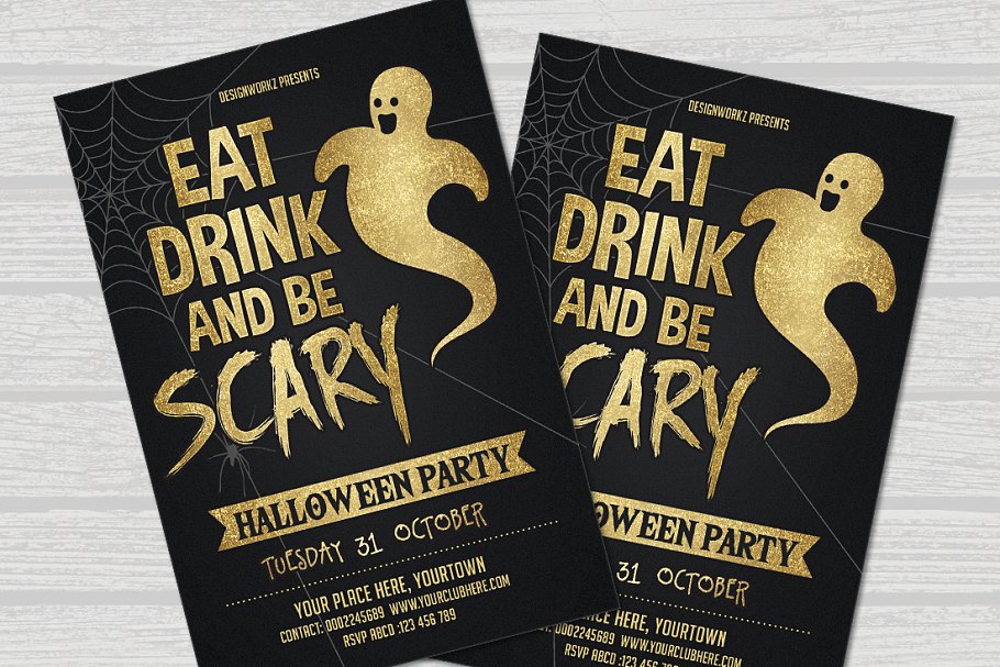 万圣节恐怖主题活动传单模板 Eat Drink Be Scary-Halloween Flyer插图(1)