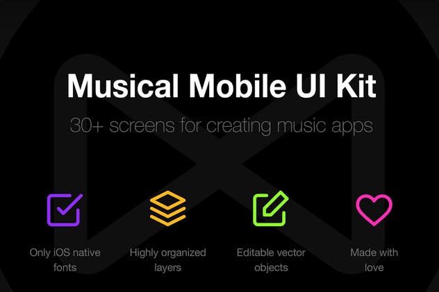 在线音乐移动用户界面UI套件 Musical Mobile UI Kit插图(1)