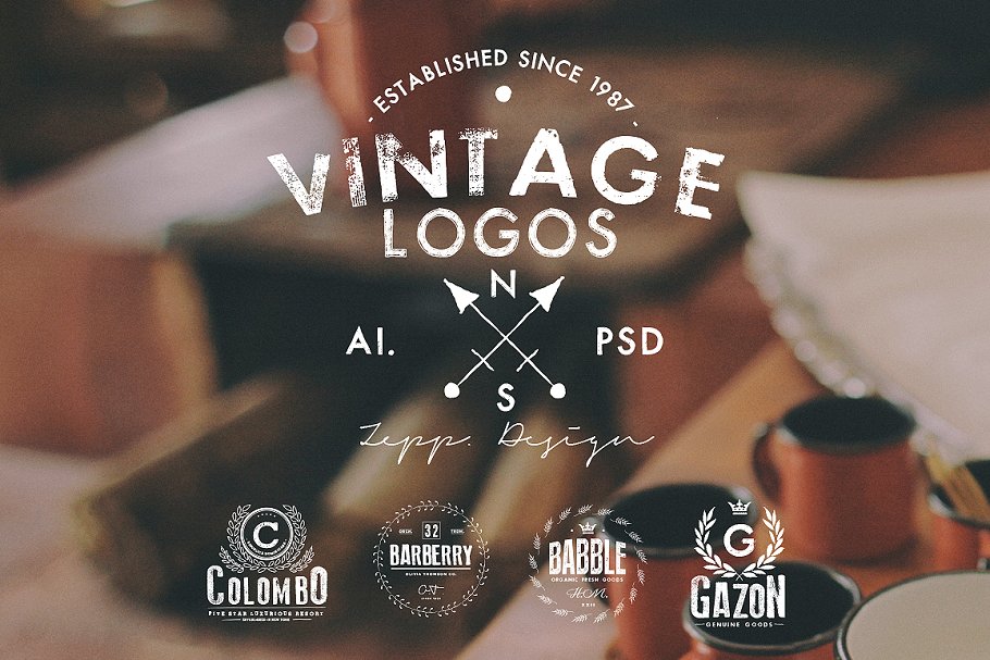 复古环绕花边徽章设计Logo模板 Vintage Logos & Badges Set 4插图