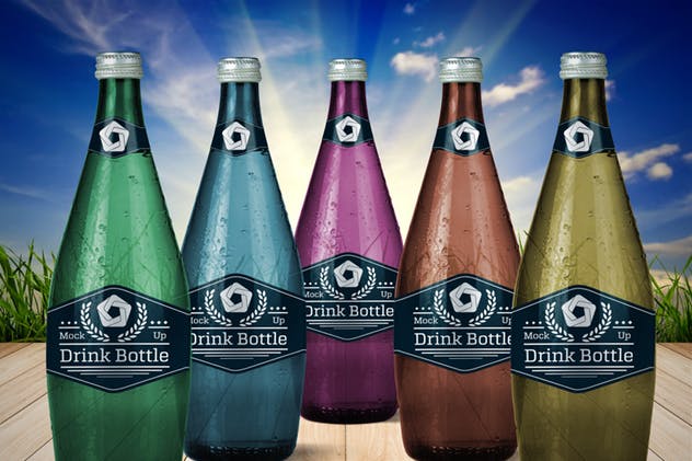 饮料玻璃瓶外观包装样机模板v1 Drink Bottle V.1插图(5)