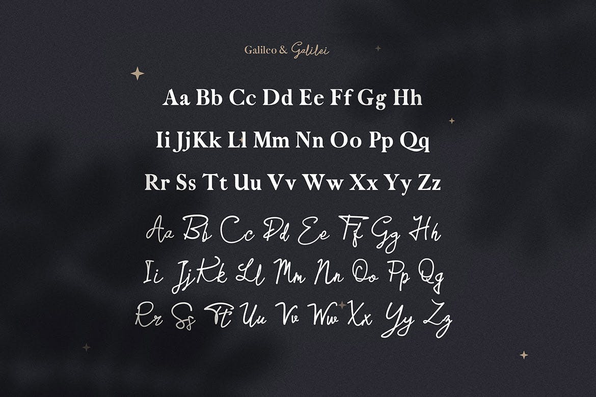 无衬线英文字体&钢笔书法英文字体下载 Galileo Galilei – Serif & Script Duo插图(8)