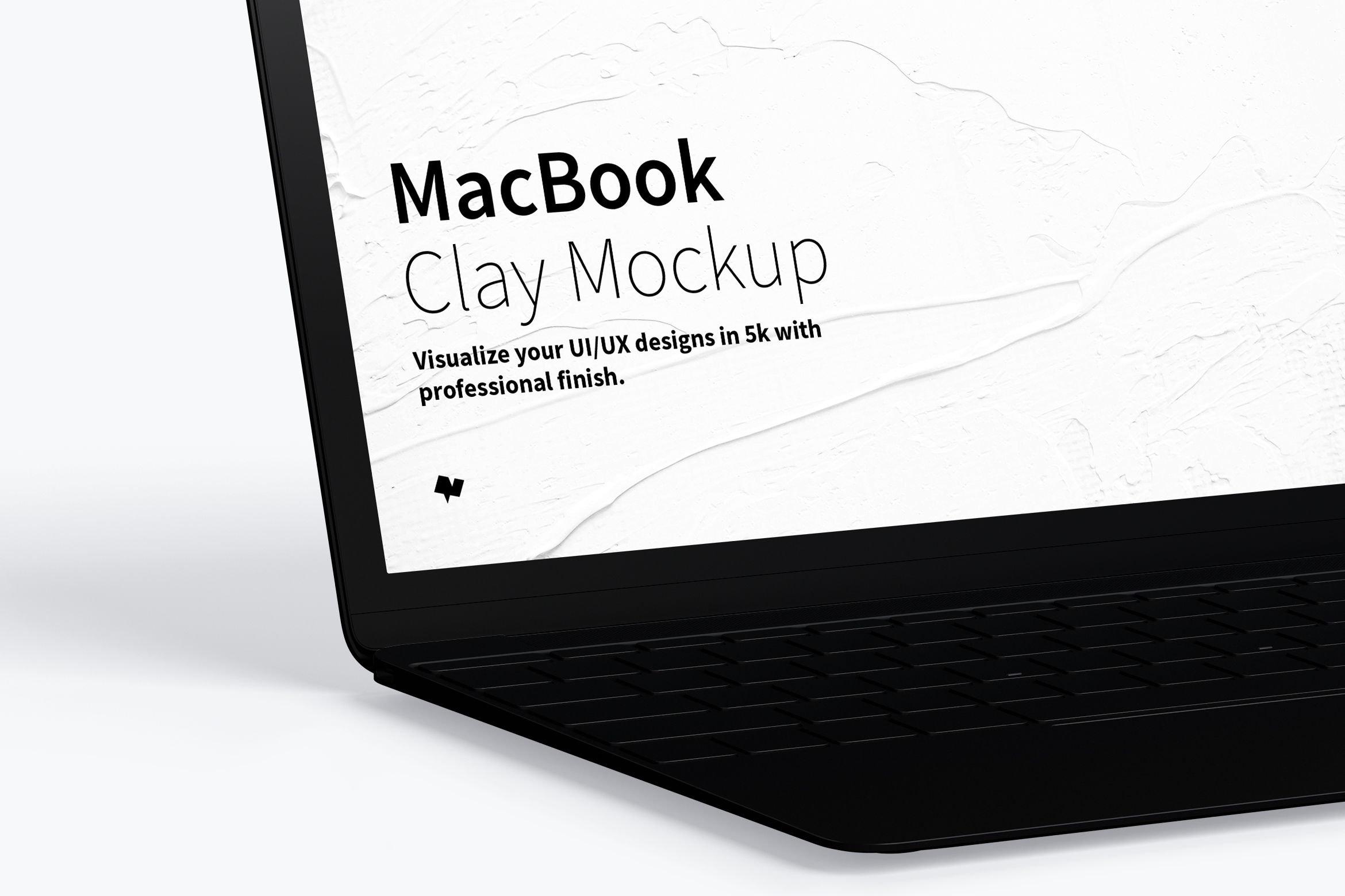 MacBook陶瓷黏土材质笔记本电脑UI设计预览左视图样机 Clay MacBook Mockup, Left View插图(1)