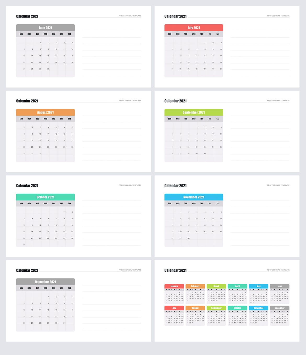 2021年年历设计Keynote幻灯片模板 Calendar 2021 for Keynote插图(4)