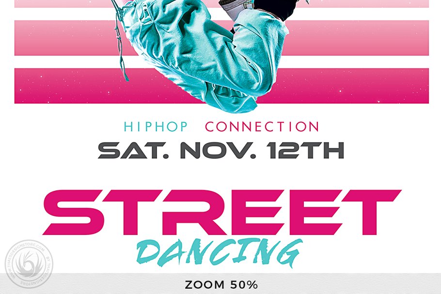 街舞表演宣传单PSD模板 Street Dancing Flyer PSD插图(6)