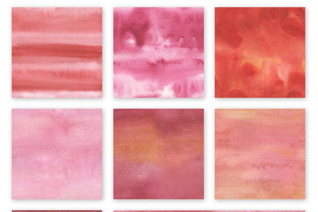 红色水彩无缝纹理素材 Watercolor Seamless Textures – Red Pack插图(4)